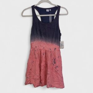 BP Nordstrom Blue Gray Rabbit Coral Smocked Waist ombré Dress Women’s Sz M NWT